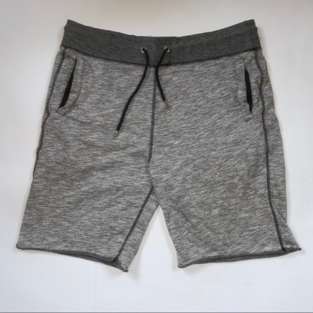Aeropostale Men’s Marl Athletic Knit Shorts Carbon Grey Black, size Large